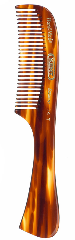 Kent Faux Tortoiseshell Hand Made Sawcut Coarse Toothed Medium Ladies/Womens RAKE Comb 14T