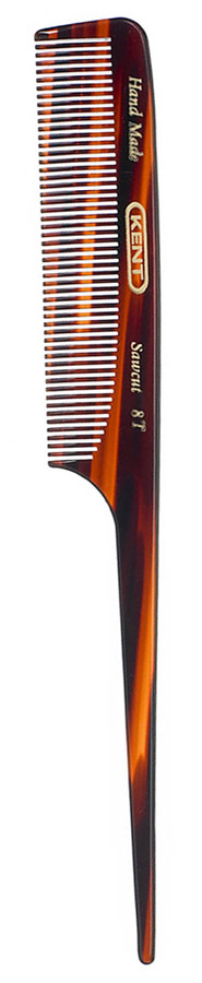 Kent Faux Tortoiseshell Hand Made Sawcut Tail Comb For Fine Hair 8T Handcrafted Tailcomb