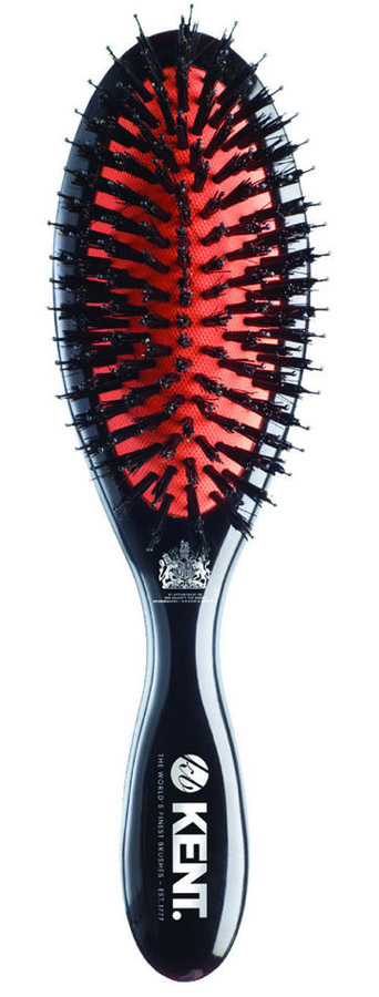 Kent Small Black Natural & Nylon Bristle Cushion HAIR BRUSH Midnight Ruby Hairbrush CSMS