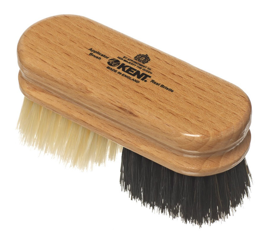 Kent Black & White Pure Bristle Duo SHOE SHINE Wooden Applicator Polish BRUSH