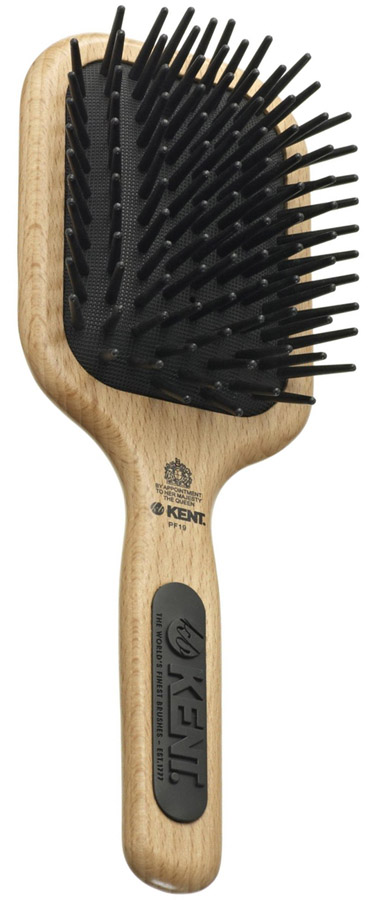 Kent Maxi-Phat Medium Detangle Paddle BRUSH Nylon Ball Tip Wooden Hairbrush PF19