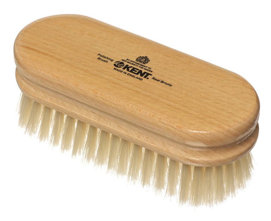 Kent White Pure Bristle SHOE SHINE Varnished Beechwood Polishing/Buffing BRUSH (SHOE W)