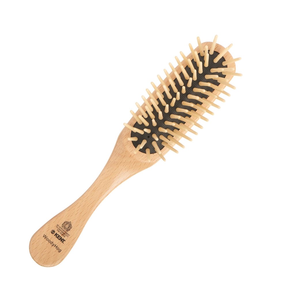 Kent Medium WOODYHOG Beechwood Phat Wooden Quill HAIRBRUSH Woody Hog BRUSH