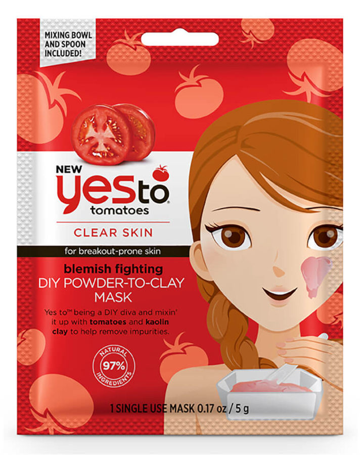Yes To Tomatoes Clear Skin Spot/Blemish Fighting DIY Powder To Clay MASK 1 x Single Use